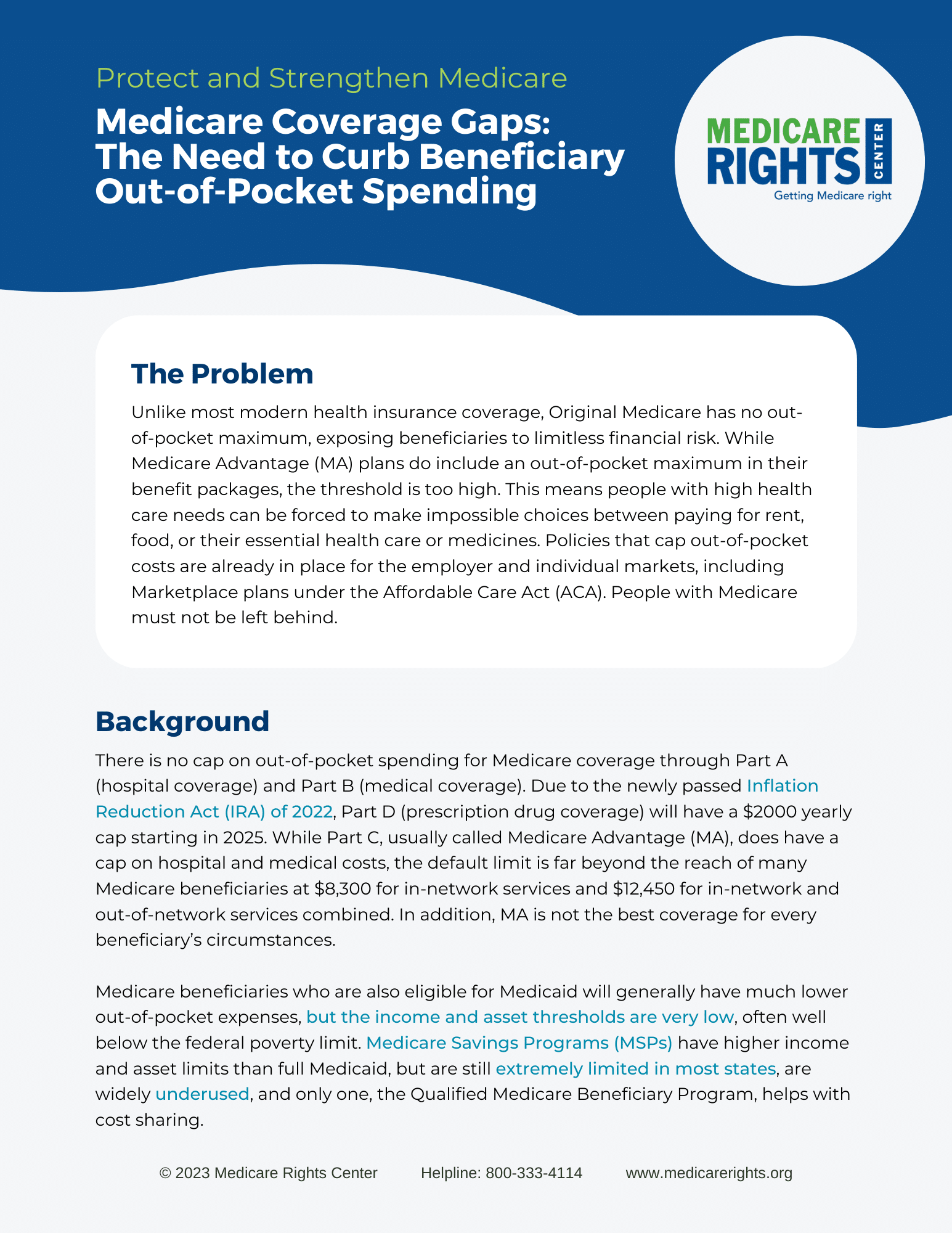 Medicare Coverage Gaps The Need to Curb Beneficiary OutofPocket
